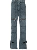 Off-White pantalon droit à détails de zips - Bleu - thumbnail