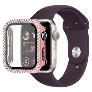 Strass Decoratief Apple Watch SE (2022)/SE/6/5/4 Cover met Screenprotector - 44mm - Roze