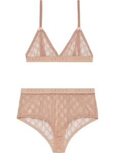 Gucci ensemble soutien-gorge et culotte en tulle - Rose