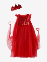 Verkleedkleren prinses met sluier en kroon rood