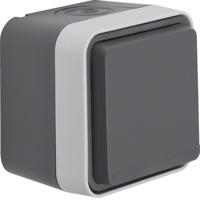 Berker 47403515 W.1 (opbouw) Wandcontactdoos met randaarde en klapdeksel spatwaterdicht Grijs, Lichtgrijs 1 stuk(s)