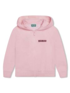 Kenzo Kids hoodie zippé à logo brodé - Rose