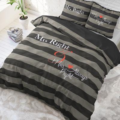 DreamHouse Bedding Mr and Mrs Always - Antraciet Dekbedovertrek 2-persoons (200 x 220 cm + 2 kussenslopen)