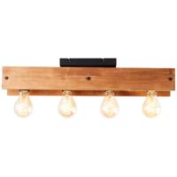 Brilliant Plafondlamp Calandra 4-lichts zwart met houtbruin 99450/76