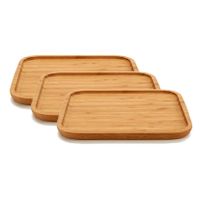 4x stuks bamboe houten broodplanken/serveerplanken vierkant 25 cm - thumbnail