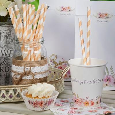 Papieren rietjes (25st) Colour Block Marble Peach Papieren rietjes (25st) Colour Block Marble Peach