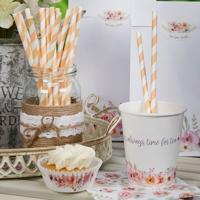 Papieren rietjes (25st) Colour Block Marble Peach