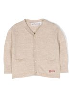 Bonpoint logo-print merino-wool cardigan - Tons neutres