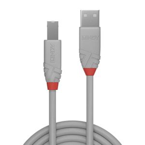 LINDY USB-kabel USB 2.0 USB-A stekker, USB-B stekker 5.00 m Grijs 36685