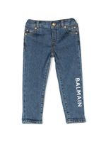 Balmain Kids logo-print straight-leg jeans - Bleu