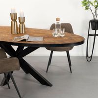 Sohome Ovale Eettafel Hawaii Visgraat Teak en staal - Hout - Ovaal