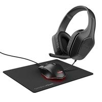 Trust Gaming GXT 790 Tridox 3-in-1 Gamingpakket - Lichtgewicht Headset met 50mm-drivers, 3.5 mm Jack, Gaming Muis USB 200-6400 DPI, Muismat, Gamer Set voor PC/Laptop - Zwart