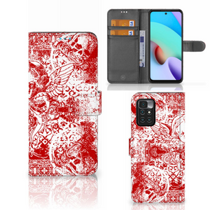 Telefoonhoesje met Naam Xiaomi Redmi 10 Angel Skull Rood