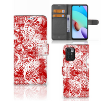 Telefoonhoesje met Naam Xiaomi Redmi 10 Angel Skull Rood