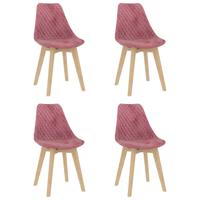 vidaXL Eetkamerstoelen 4 st fluweel roze