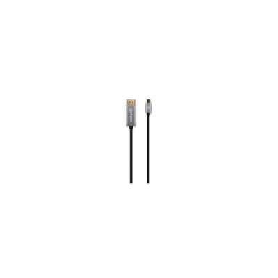Manhattan 354851 DisplayPort-kabel DisplayPort / USB-C Aansluitkabel DisplayPort-stekker, USB-C stekker 3.00 m Grijs, Zwart Afgeschermd (drievoudig), Vergulde