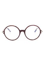 TOM FORD Eyewear lunettes de vue rondes FT5914B à logo gravé - Marron - thumbnail