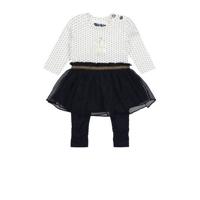 Dirkje baby jurk + legging met biologisch katoen donkerblauw/wit