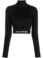 Rabanne t-shirt crop à bande logo - Noir - thumbnail