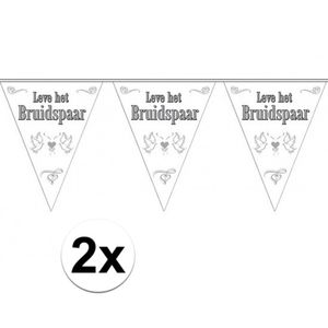 2x Leve het bruidspaar bruiloft versiering vlaggenlijn   -