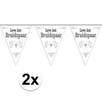 2x Leve het bruidspaar bruiloft versiering vlaggenlijn   -