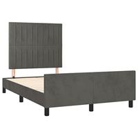 vidaXL Bedframe met hoofdbord fluweel donkergrijs 120x190 cm, bed, ledikant, tweepersoonsbed, slaapmeubel, bedbodem, bedden, slaapmeubels