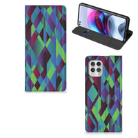 Motorola Moto G100 Stand Case Abstract Green Blue - thumbnail