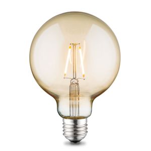 Edison Vintage E27 LED filament lichtbron Globe | G95 Deco | Retro LED lamp | 9.5/9.5/13.5cm | Amber | geschikt voor E27 fitting | 2W 160lm 2700K | warm wit licht