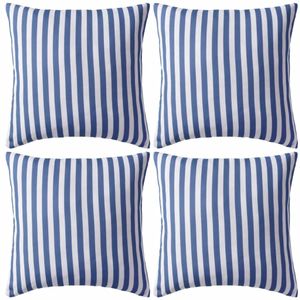 VidaXL Buitenkussens 45x45 cm gestreept marineblauw 4 st