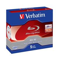 Verbatim BD-R Single Layer - Blu-Ray Disc 25 GB, 2x brandsnelheid, krasbescherming, 5 Pack Jewel Case