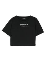 Balmain Kids t-shirt crop à logo brodé - Noir - thumbnail