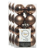 48x stuks kunststof kerstballen walnoot bruin 4 cm glans/mat