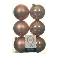 18x stuks kunststof kerstballen toffee bruin 8 cm glans/mat