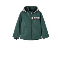 NAME IT KIDS zomerjas Max met tekst donkergroen/wit/zwart