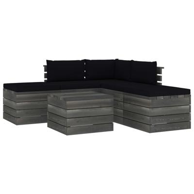 vidaXL 6-delige Loungeset met kussens pallet massief grenenhout