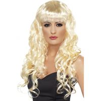 Blonde krullen pruik voor dames   - - thumbnail