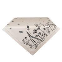 Clayre & Eef Tafelkleed 130x180 cm Beige Zwart Katoen Bloemen