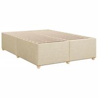 vidaXL Bedframe zonder matras stof crèmekleurig 140x200 cm, bed, bed ombouw, twijfelaar bed, bedbodem, slaapkamermeubel, 2 persoonsbed