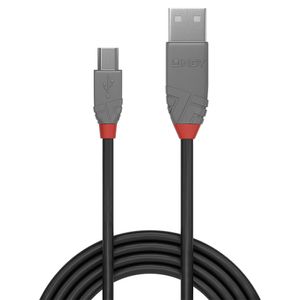 Lindy 36721 Anthra Line USB-kabel 0,5 m USB A Mini-USB B Mannelijk Zwart, Grijs