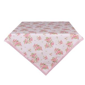 Clayre & Eef Tafelkleed 100x100 cm Roze Katoen Vierkant Rozen