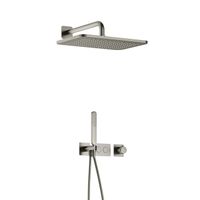 Hotbath Gmetal IBS41 Complete doucheset inbouw - thermostatisch - 2 pushbuttons - 35cm wandarm - 27cm rechtoekige hoofddouche - staafhanddouche - nikkel geborsteld IBS41GNP5 - thumbnail