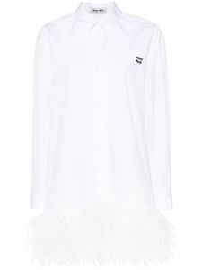 Miu Miu robe courte à détails de plumes - Blanc