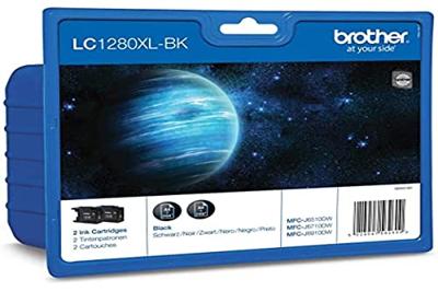 Brother LC1280XL Twin-Pack - Printcartridge - 2 x zwart - 2400 pagina's - blister met akoestisch/elektromagnetisch alarm