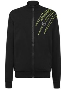 Plein Sport veste zippée à logo appliqué - Noir