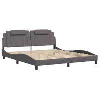 vidaXL Bedframe met hoofdbord kunstleer grijs 180x200 cm