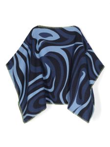 PUCCI Junior cape en maille fine à imprimé Marmo - Bleu