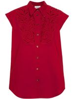 P.A.R.O.S.H. chemise en coton à broderie anglaise - Rouge