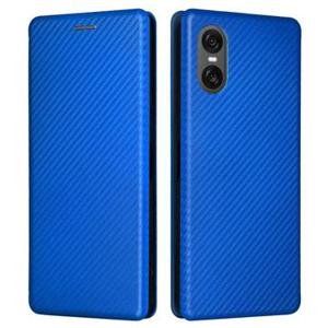 Sony Xperia 10 VI Flip Hoesje - Koolstofvezel - Blauw