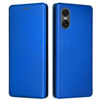 Sony Xperia 10 VI Flip Hoesje - Koolstofvezel - Blauw - thumbnail