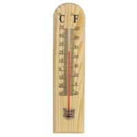 Binnen/buiten thermometer hout 20 x 5 cm